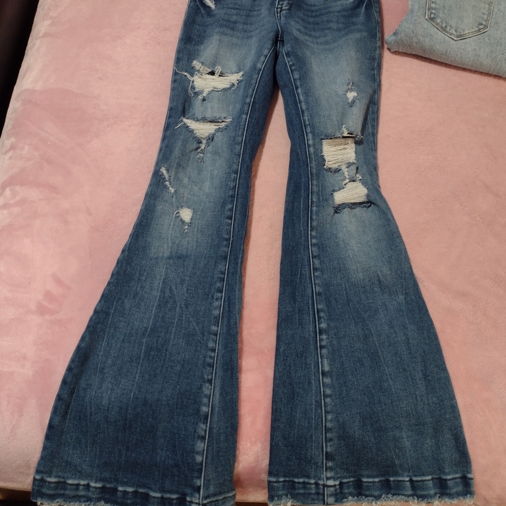 Petra 153 Distressed Blue Flare Jeans